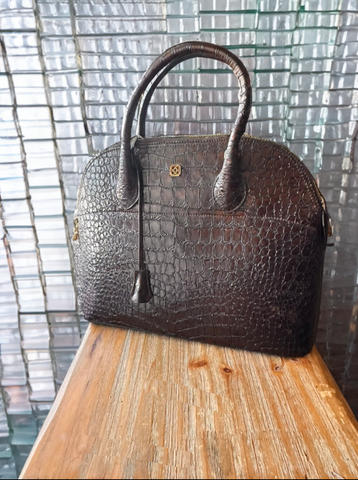 SAMPLE SALE #05 100% crocodile embossed leather satchel with Free Shipping