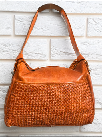 Sample Sale #47 Washed Leather oval weave satchel