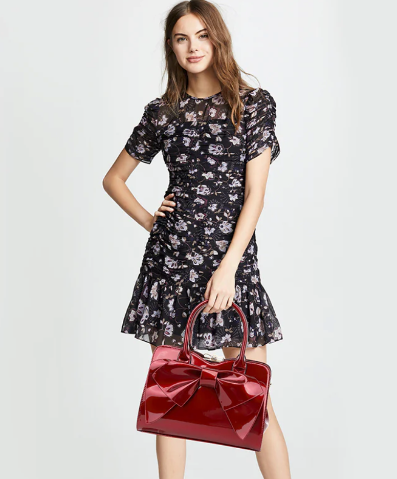 AB404 patent leather bow satchel