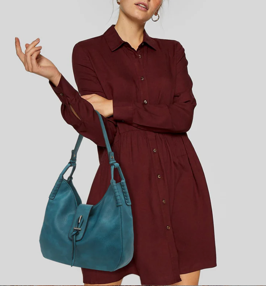 AB305 buckle and whipstitch shoulder bag