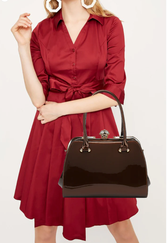 AB409 Frame Satchel Patent Leather