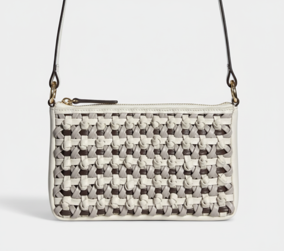 SS93 intricate knots on leather crossbody