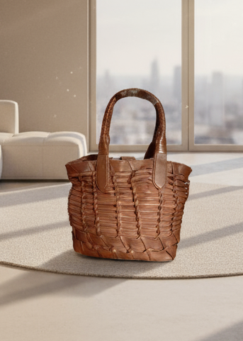 SS106 leather weave  mini shopper