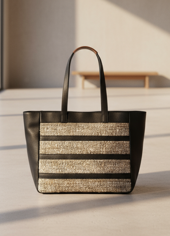 SS107 Leather and Heavy Tweed tote