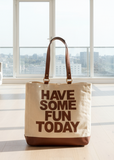 SS110 Have Some Fun Today leather & canvas shopper