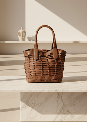 SS106 leather weave  mini shopper