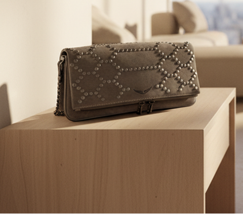 SS83 Zadig & Voltaire suede studded envelope