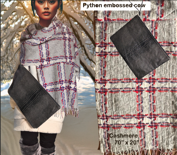 Cashmere Shawl & leather crossbody combo 7