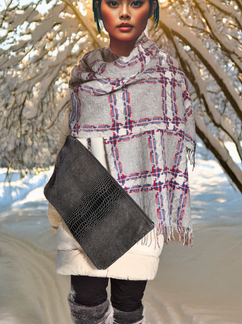 Cashmere Shawl & leather crossbody combo 7