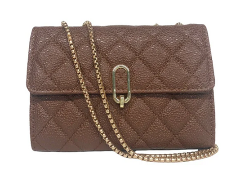 DS108  QUILTED CROSSBODY METAL CHAIN