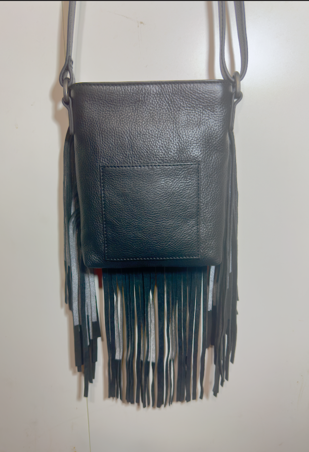 SS91 leather fringe and denime crossbody