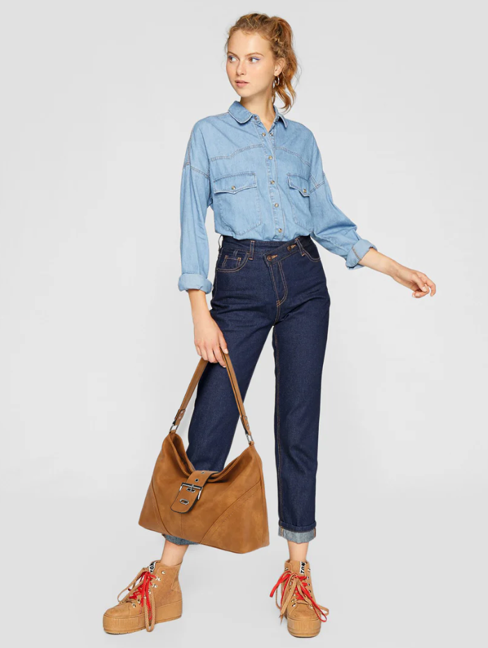 AB111 Buckle Top Slouchy Hobo