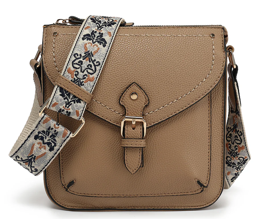 AB301 TOP ZIP CROSSBODY WITH FRONT PKT AND GUITAR STRAP