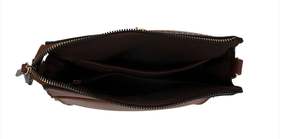 AB301 TOP ZIP CROSSBODY WITH FRONT PKT AND GUITAR STRAP