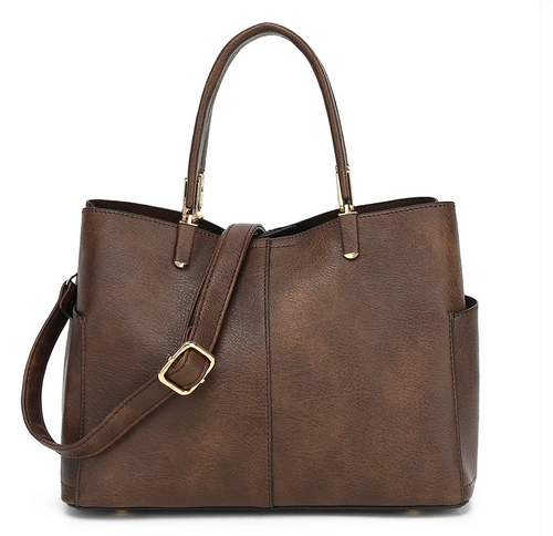 AB116 TRIPLE COMPARTMENT SATCHEL WITH CROSSBODY STRAP