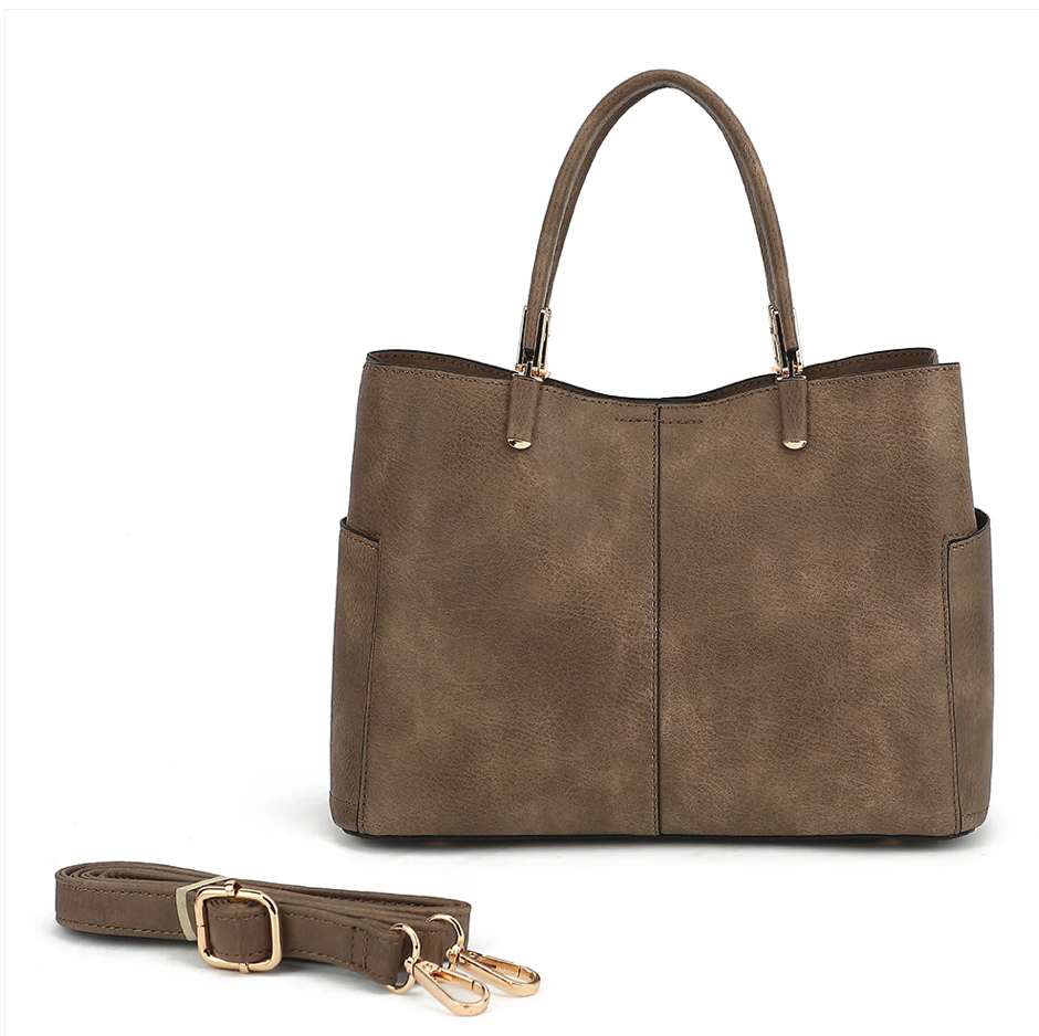 AB116 TRIPLE COMPARTMENT SATCHEL WITH CROSSBODY STRAP