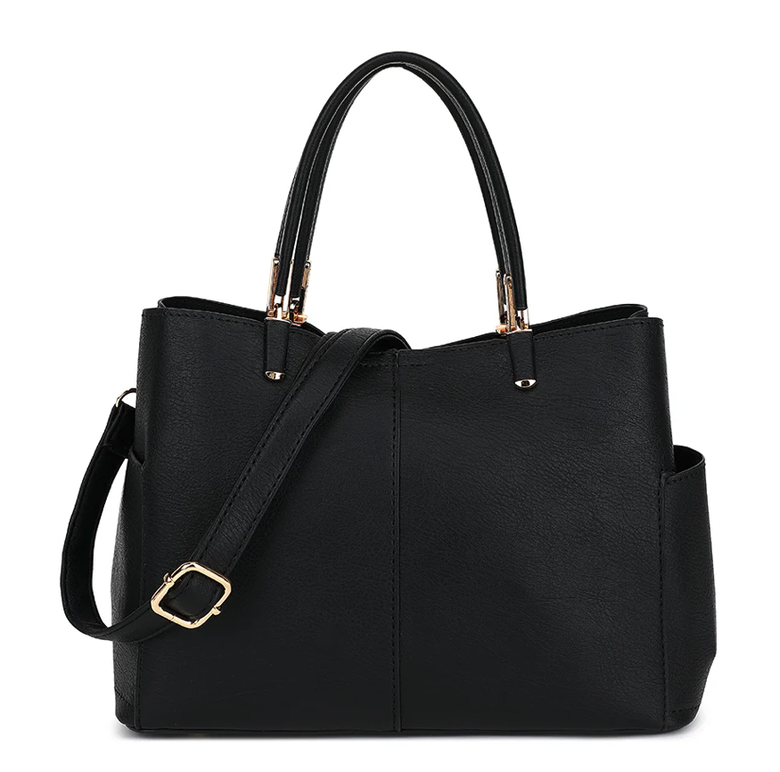 AB116 TRIPLE COMPARTMENT SATCHEL WITH CROSSBODY STRAP