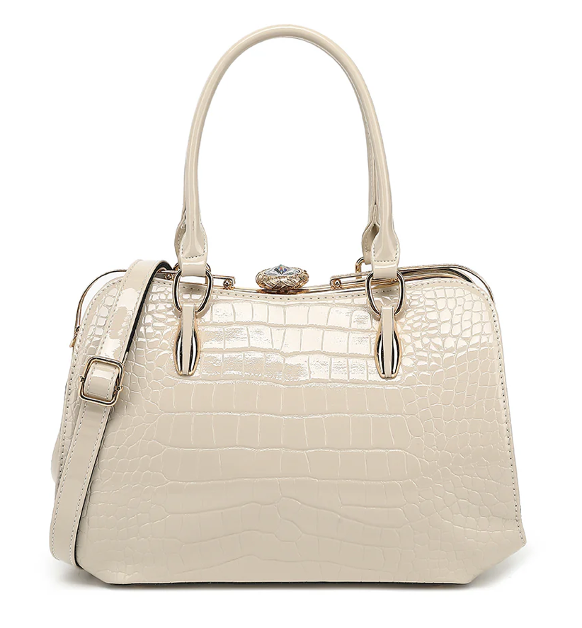 AB406 Patent Leather Crocodile Embossed Satchel
