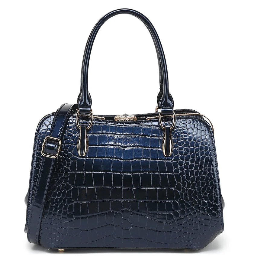 AB406 Patent Leather Crocodile Embossed Satchel