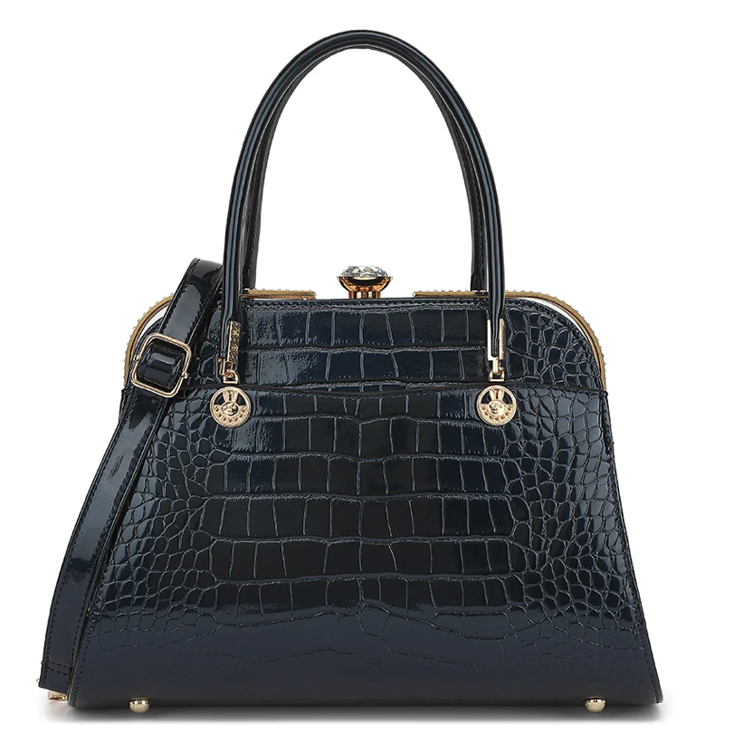 AB403 Patent Leather Crocodile and Diamonds Satchel