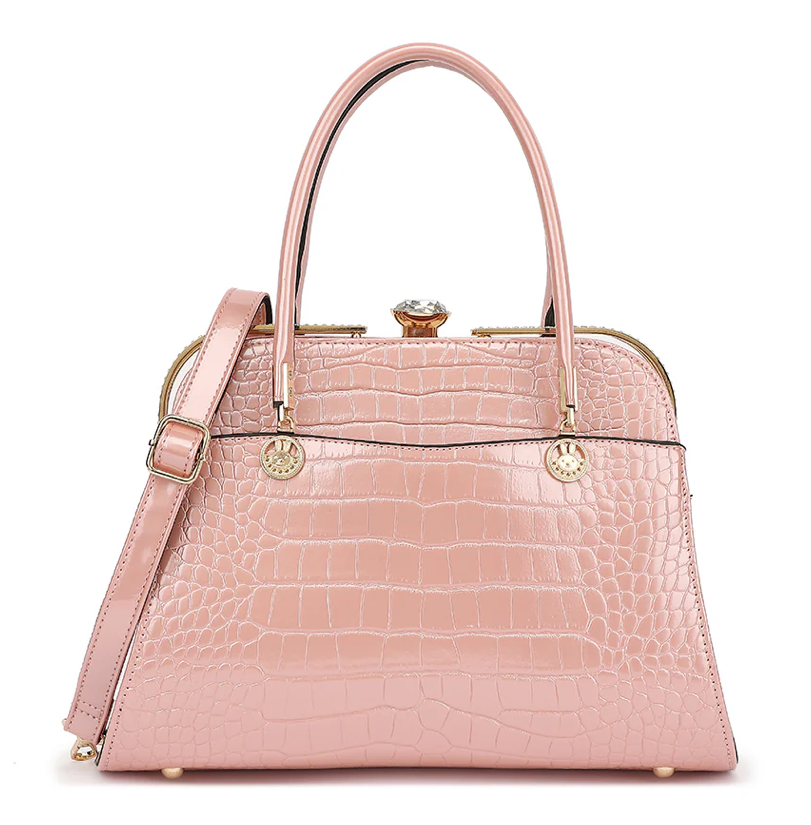 AB403 Patent Leather Crocodile and Diamonds Satchel