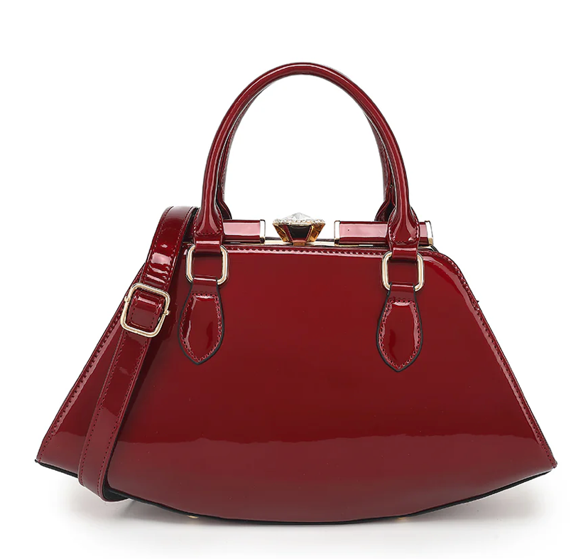 AB415 Patent Leather Jewel Top Satchel