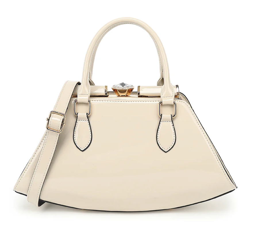 AB415 Patent Leather Jewel Top Satchel