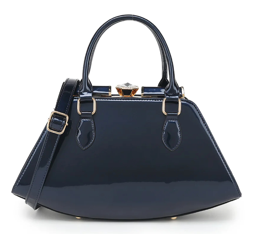 AB415 Patent Leather Jewel Top Satchel