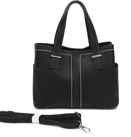 AB2140   TRIPLE COMPARTMENT SATCHEL WITH CROSSBODY STRAP