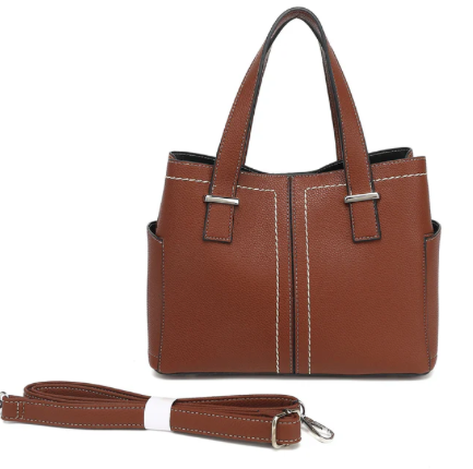 AB2140   TRIPLE COMPARTMENT SATCHEL WITH CROSSBODY STRAP