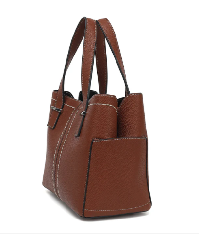 AB2140   TRIPLE COMPARTMENT SATCHEL WITH CROSSBODY STRAP