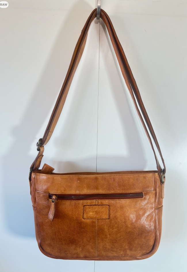 SS43 antique washed Cow double pocket crossbody free shipping within the USA