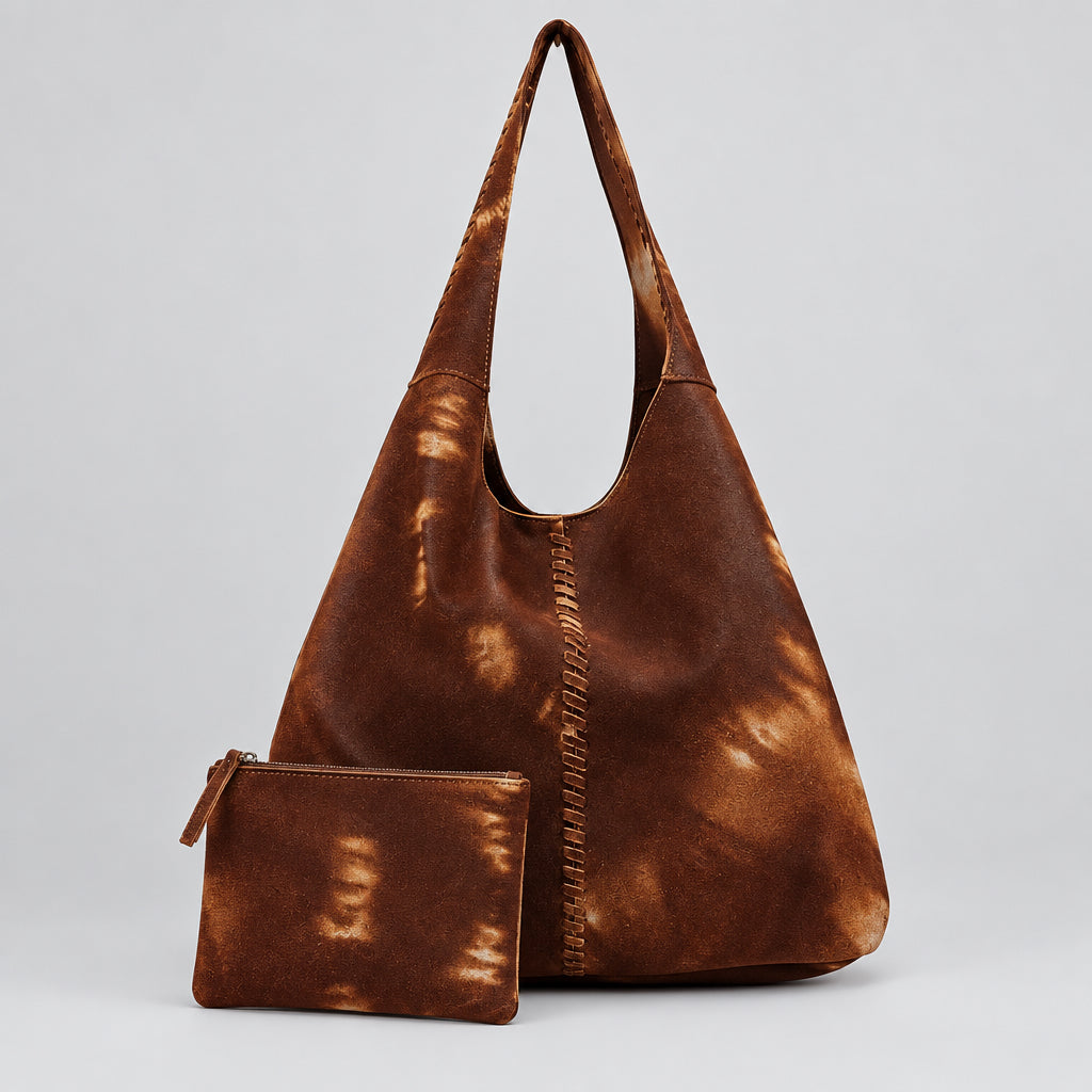 SSV cow suede tie dyed tote