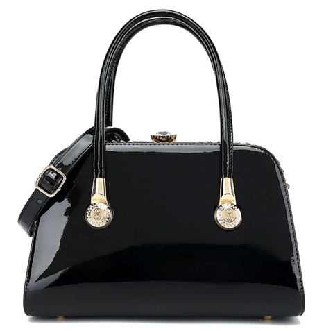 AS404 rhinestone frame satchel in patent leather