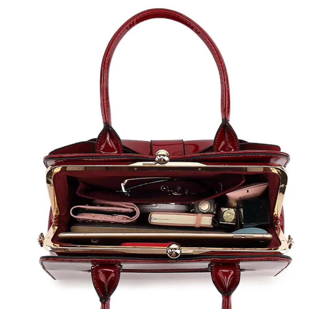 AB404 patent leather bow satchel